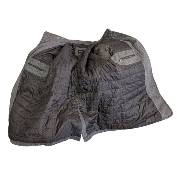 Hugo Boss Mens 44R Colbert Wool Blend Field Jacket Grey Tweed Epaulets - Picture 11 of 13